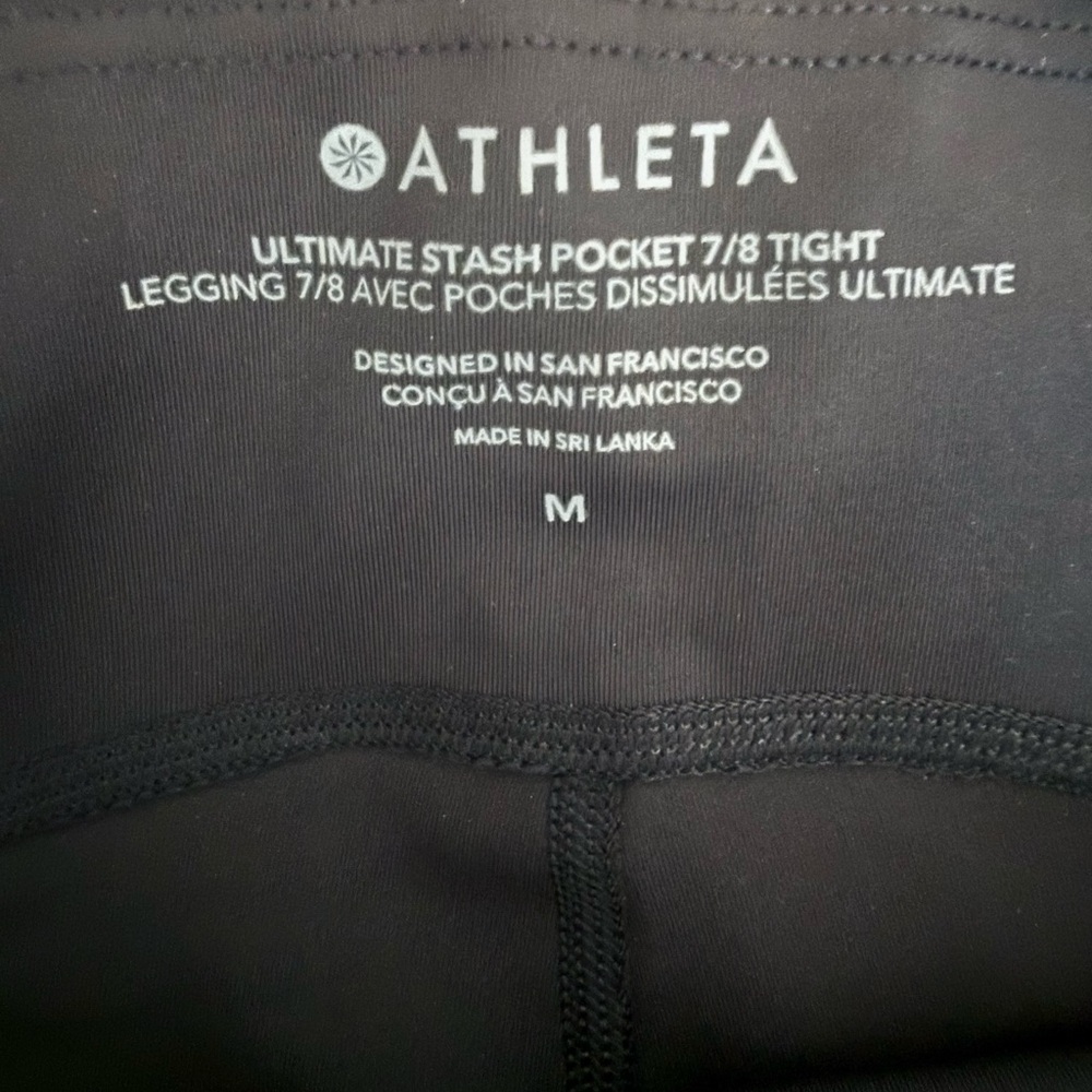 Athleta Ultimate Stash II 7/8 Tight Black Leggings, Women’s Medium, High Rise - Picture 8 of 9